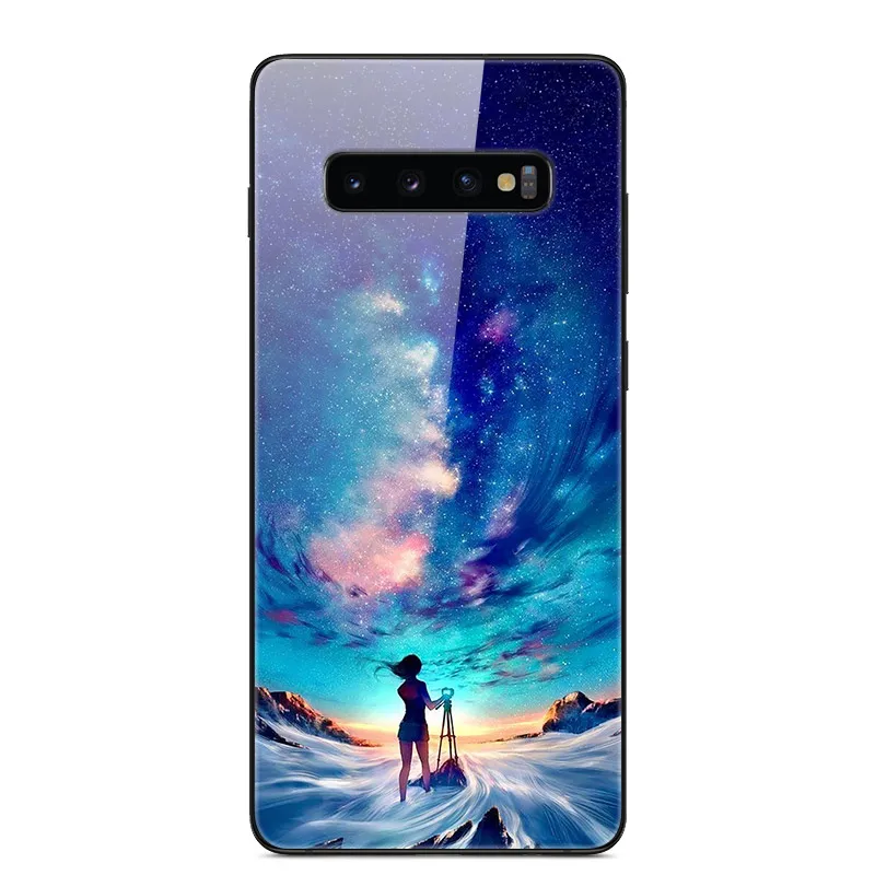 Чехол для samsung Galaxy S10 S10Plus, чехол из закаленного стекла для телефона, черный Чехол-бампер из ТПУ для samsung S10 Plus S10E S10+ s 10 - Цвет: 19