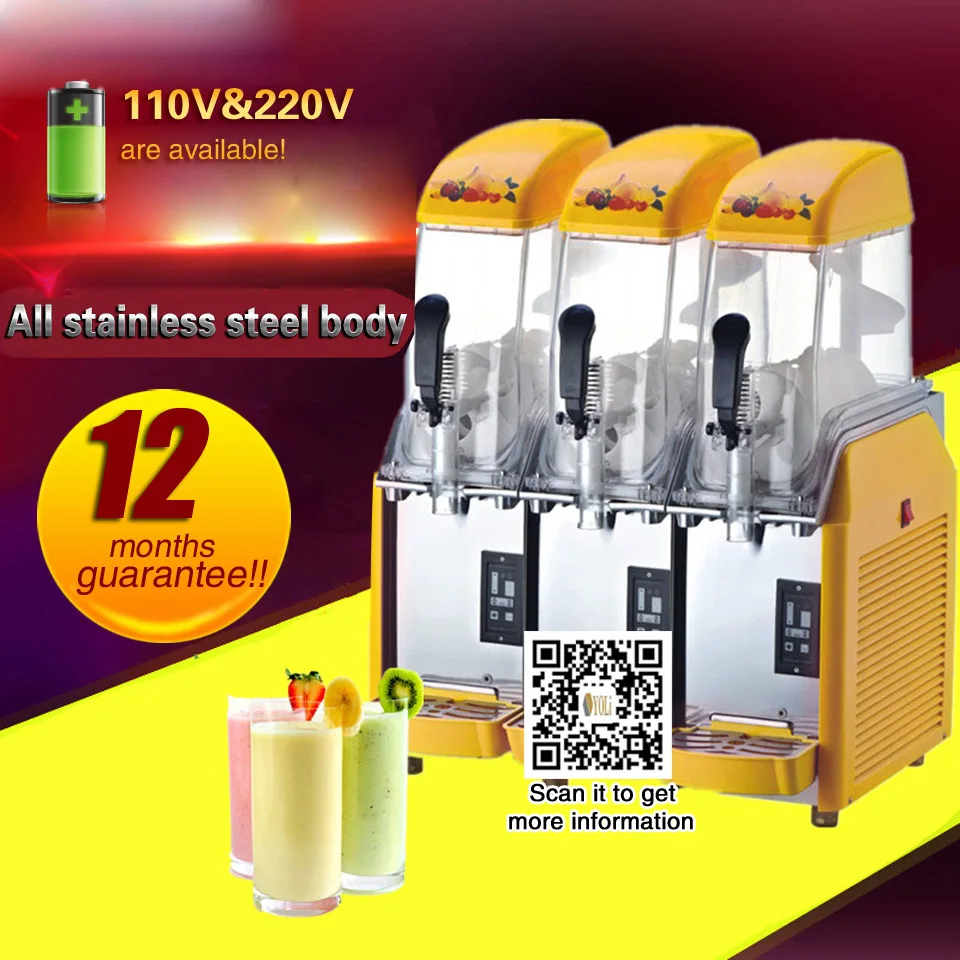 Commercial 3 Tank Frozen Drink Slush Slushy Making Machine Smoothie Maker Free shippingSlush