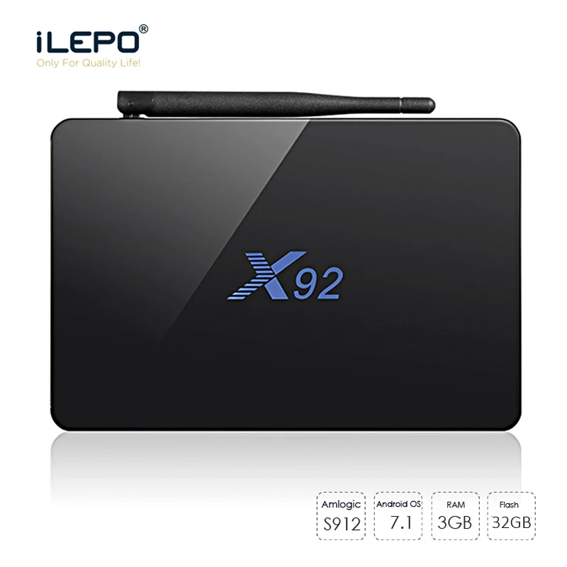 ILEPO X92 Android 7,1 Smart ТВ Box Amlogic S912 Octa Core 3 ГБ 32 ГБ 64bit 4 К H.265 60fps 2,4/5 ГГц Wi-Fi 1000 м LAN 4,0 Bluetooth