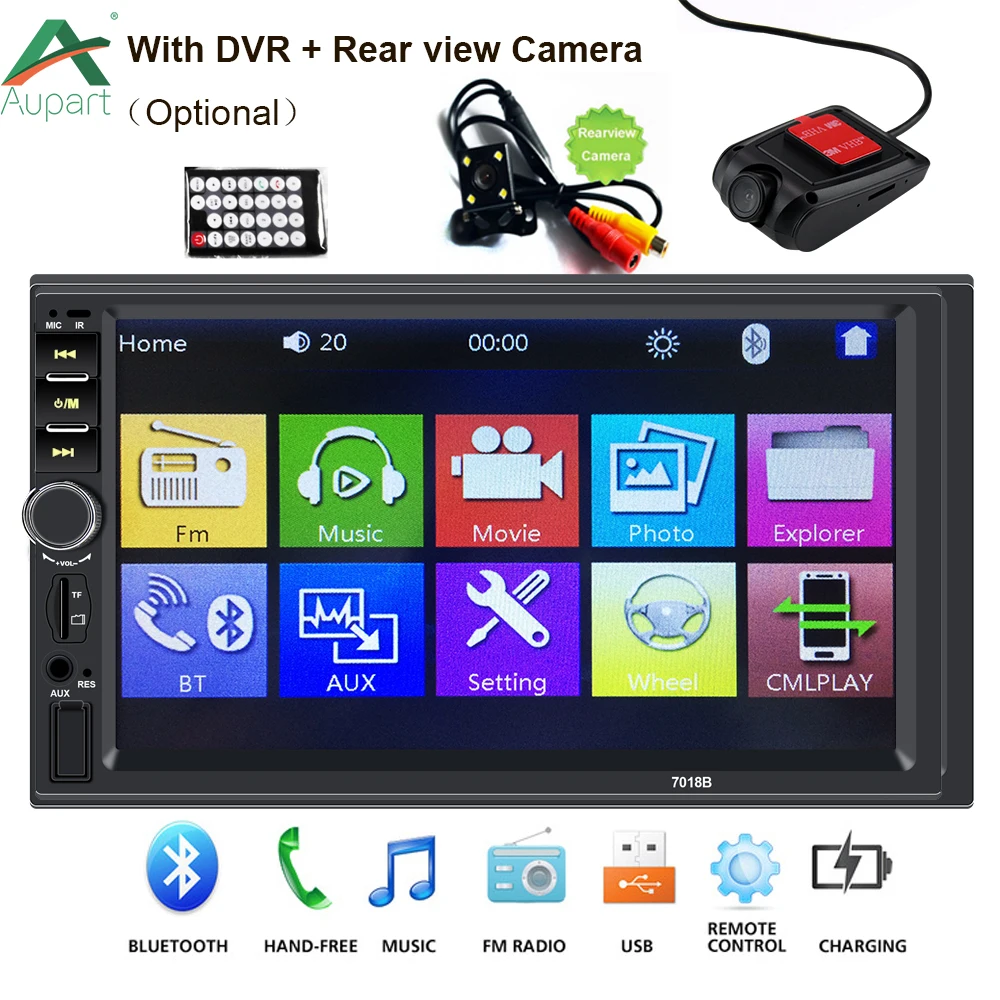 2 Din Car Radio 7 Inch LCD Touch Screen Player Multimedia Language Menu