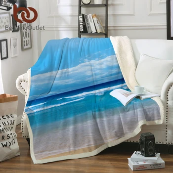 

BeddingOutlet Beach And Ocean Blanket Microfiber Sherpa Throw Blanket on Bed 3D Print Vivid Thin Quilt cobertor Bedding 130x150