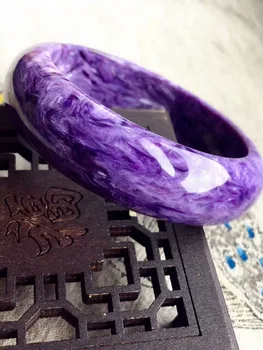 

Genuine Natural Purple Charoite Gemstone Bangle Beads Bracelet Crystal Woman Bangles Fashion Inner Diameter 56mm AAAAAA