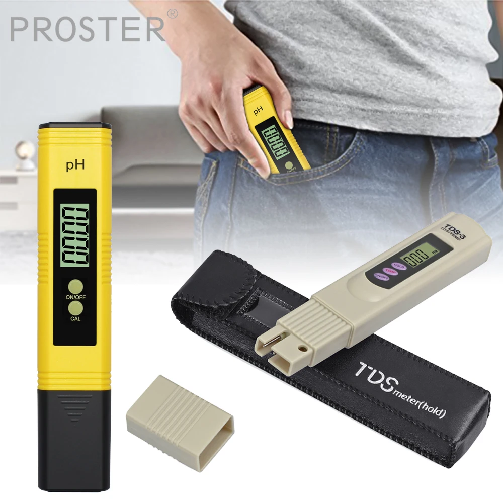 

Proster for PH/TDS/EC/TEM Digital Electric Conductivity Meter Tester Digital Water Quality TDS Tester+PH Water Purity Meter