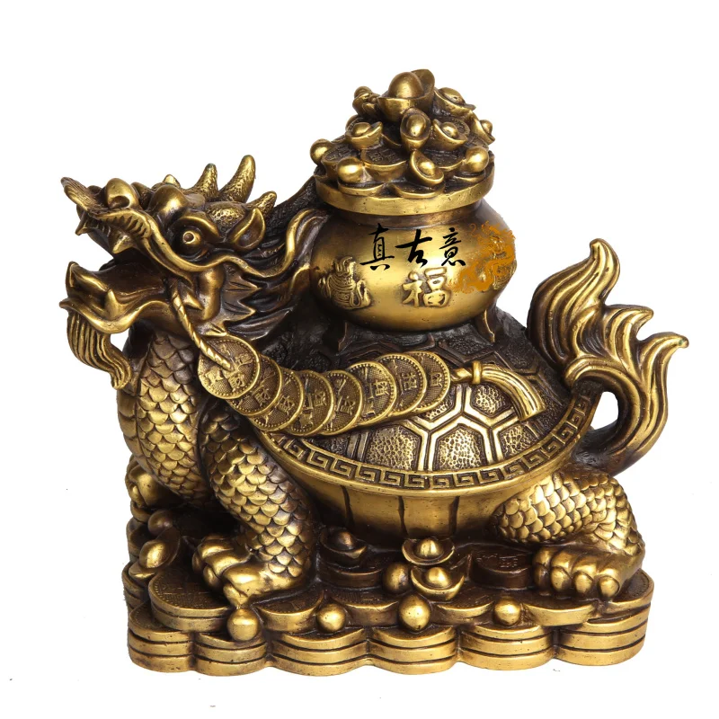 A fine copper ornaments Zhaocai leading turtle turtle cornucopia Home
