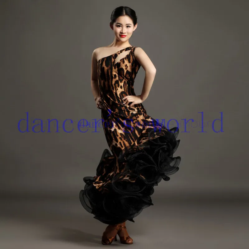 

New styles Latin dance costumes senior sexy spandex leopard latin dance dress for women latin dance competition dresses