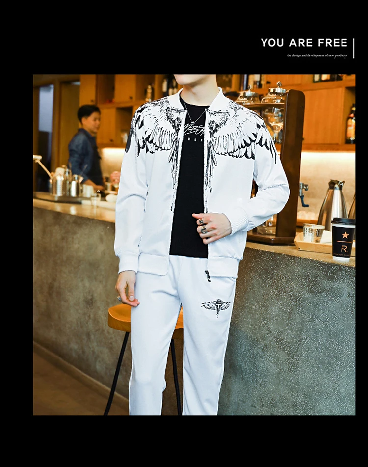 Zogaa/Новинка 2019 года, весенне-осенний мужской хлопковый комплект в Корейском стиле, куртка с длинными рукавами + штаны, повседневные