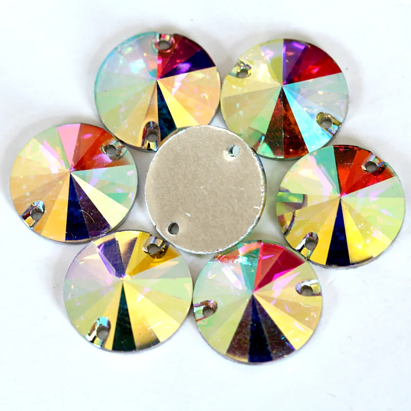 

10mm 100pcs Round Clear Crystal AB Flatback Sewing Beads Resin Sew On Rhinestones Sew-on Stones With 2 Holes For Dress B0573