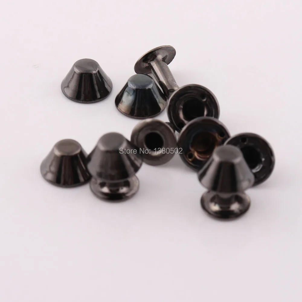 50sets 7*9mm Metal Black Color Garment Rivet Spikes Studs Screw Rivets