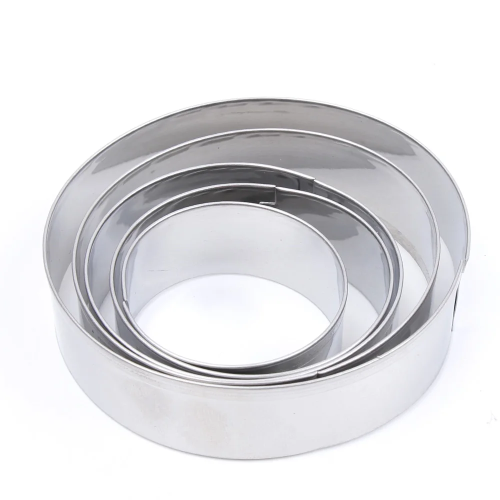 

5pcs/lot Donut Cookie Cutter Stainless Steel Round Cake Mold Biscuit Mould Fondant Cutting Pastry Cutter Baking Tools