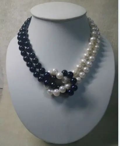 

Jewelr 005121 9-10MM TAHITIAN NATURAL WHITE BLACK PEARL NECKLACE