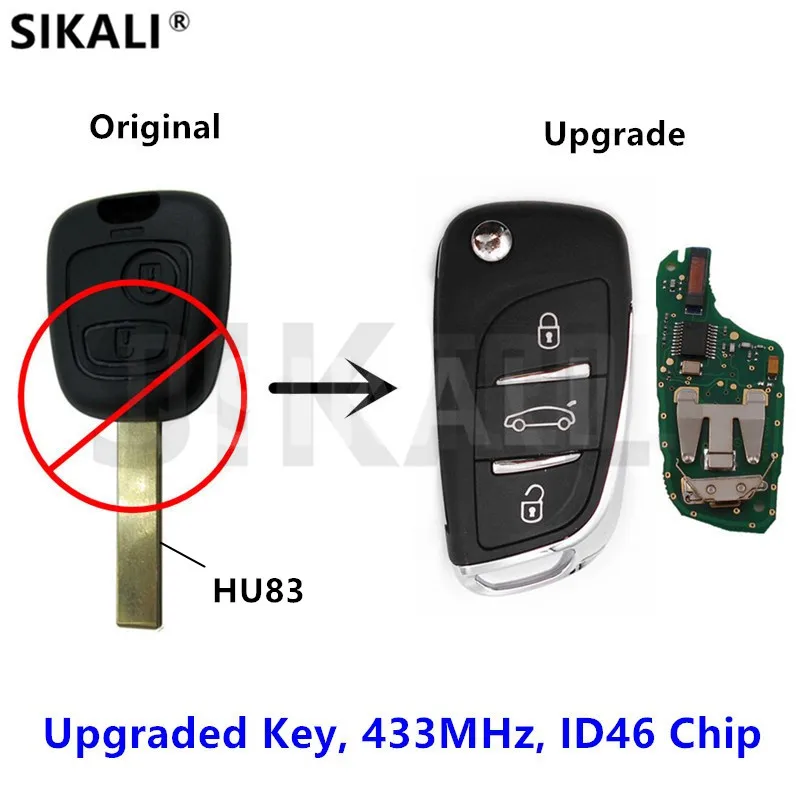 

SIKALI Upgraded Flip Key for Peugeot 307 (2001 - 28/03/2005) without CAN multiplex HU83 Blade