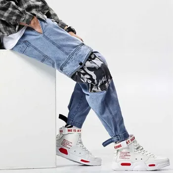 

2019 New Cargo Jeans Harem Pants Men Fashions Classic Cotton Denim Jeans Camouflage Pocket Joggers Trousers Male Brand Clothes