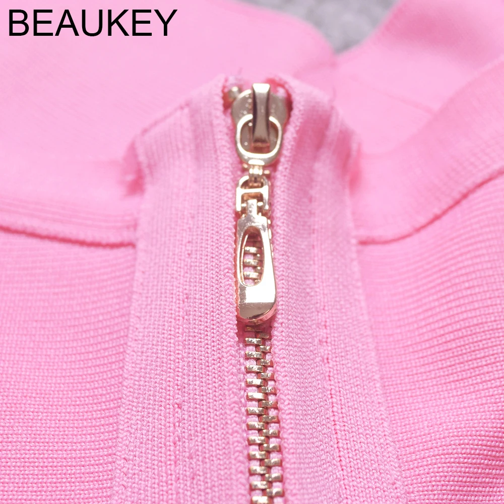 BEAUKEY Fashion Pink Sexy Bandage Dresses Women Spaghetti Strap Belt Sashes Green White V Neck Party Club Vestidos Bodycon 2020