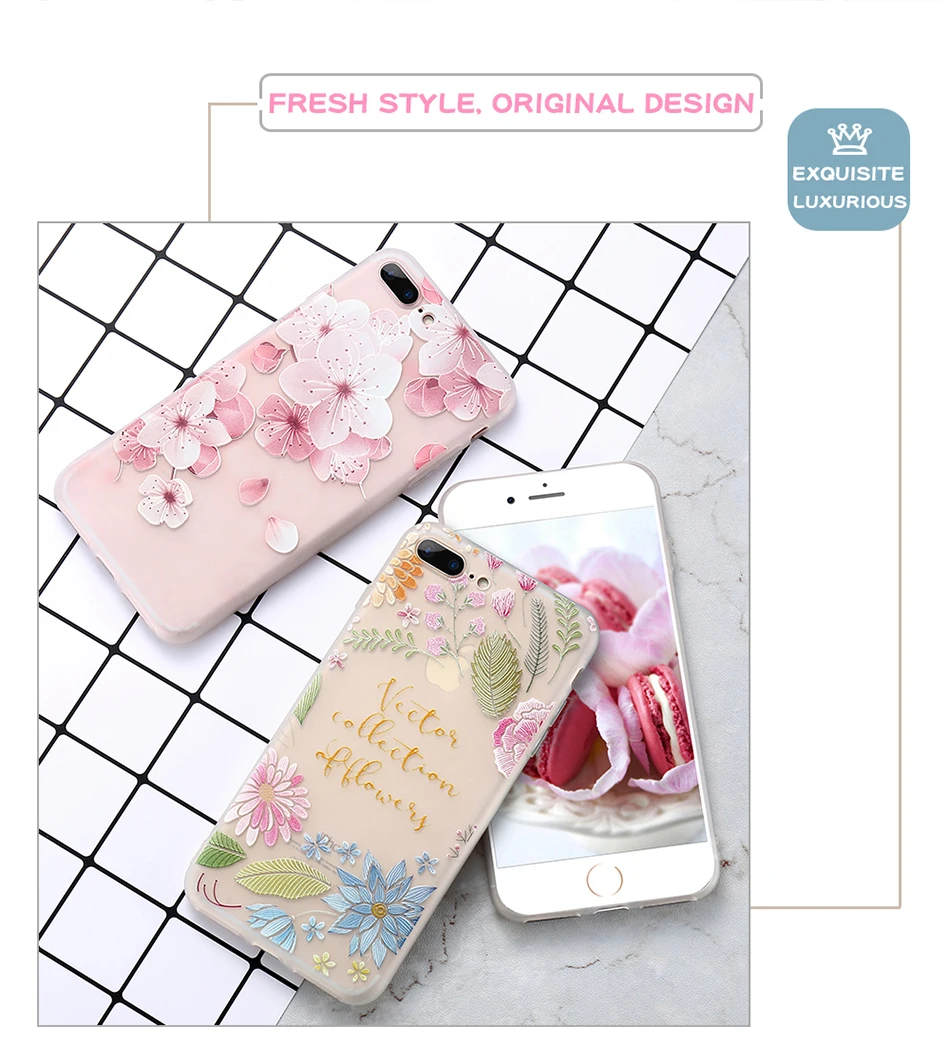 MR.YI 3D Relief Floral Silicone Case For iPhone 7 6 6S Plus Beautiful Flower Soft Clear Transparent Cover For iPhone 6 6S 7 Plus (2)