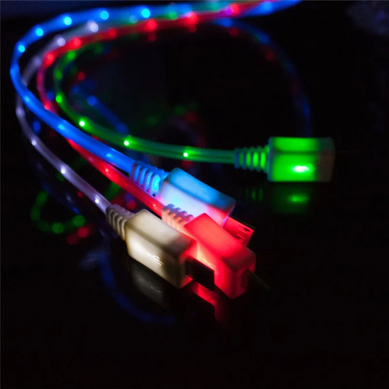 JUSFYU абсолютно новый универсальный кабель 1 м флэш память USB Видимый светодиодный