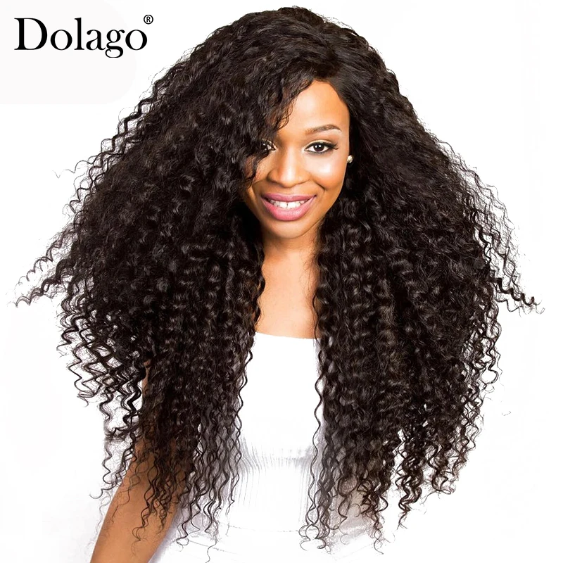 

250% Density Lace Front Wig Pre Plucked With Baby Hair Curly Brazilian Virgin Human Hair Wigs For Women Natural Black Dolago