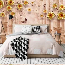Пользовательские 3D тканевые текстильные обои для стен матовый шелк для гостиной ТВ задний план фрески европейские цветы Римский осенний