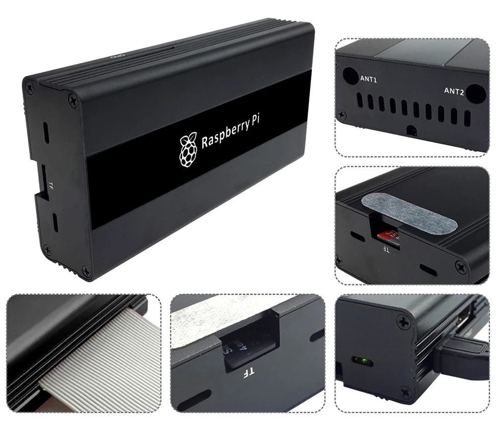 Case de Alumínio para Ads-b b + Stratux Raspberry Faça Você Mesmo Preto pi 3 Kit - Imagem 3