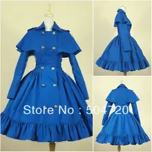 V-1142 Blau kurzhülse baumwolle Gothic Schule Lolita Kleid/viktorianischen kleid Cocktailkleid/halloween-kostüm US6-26