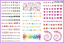 

(3 PACK/ LOT) WATER DECAL NAIL STICKER SWEET HEART LOVE STAR FLOWER KATE SKULL SWIRL YE246-248