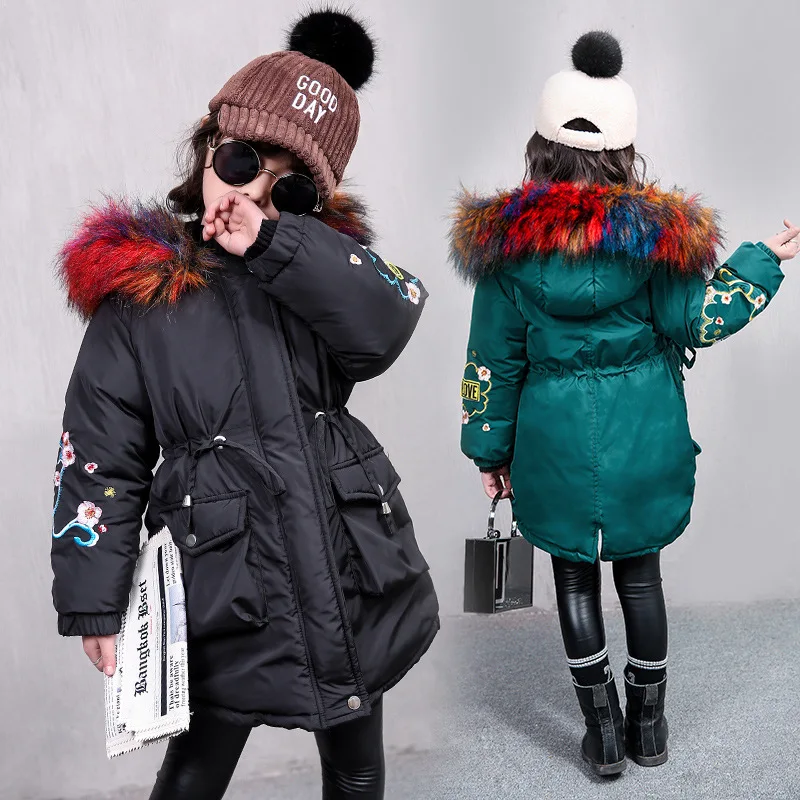 

Girls winter jacket kids coats jacket for teenage thick warm fur collar down coats children kids down jacket hooded kids clothes