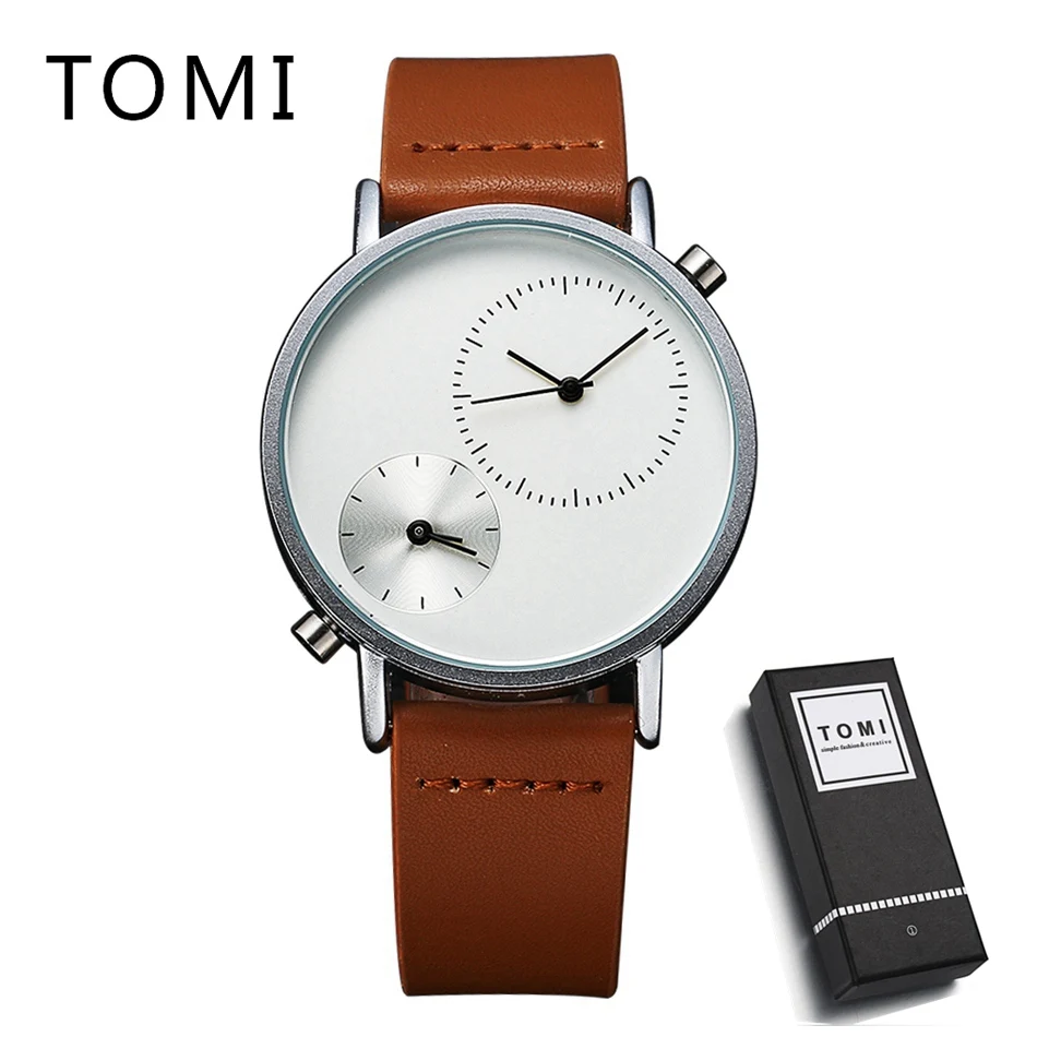 TOMI Brand Design Fashion Watches Luxury Top Brand Leather Watch Men Business Quartz Wrist Watch Casual Creative Wristwatches