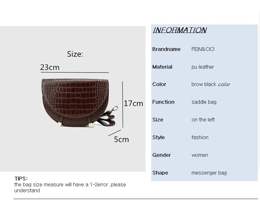 Saddle bag animal print alligator leather bag round handbag women vintage half moon bags 2019 new ins fashion drop shipping Saddle bag animal print alligator leather bag round handbag women vintage half moon bags 2019 new ins fashion drop shipping