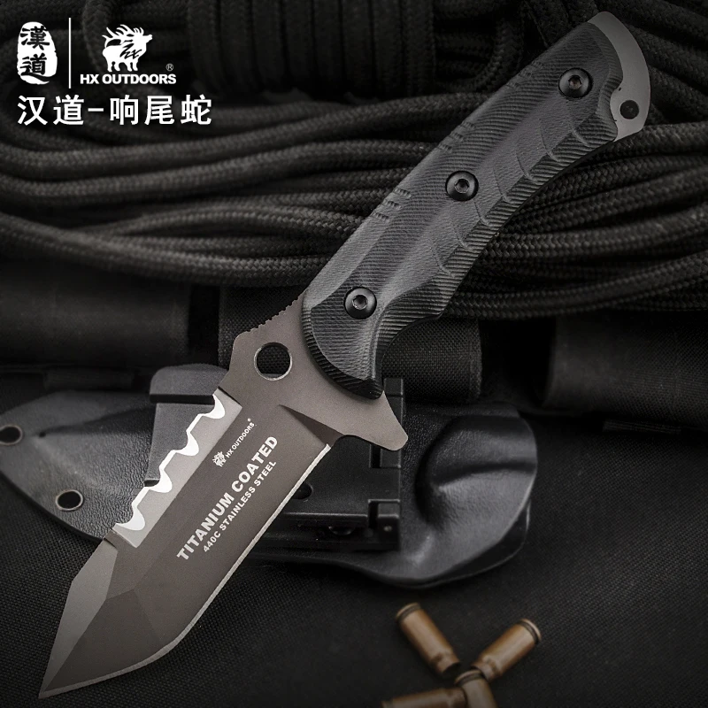 

HX OUTDOORS self-defence fishing knife jungle hunting knife outdoor sharp tactical knife + K Sheath 440c Steel, K10 Handle