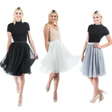 Для женщин 2 Слои Плиссированные Bling из тюля и сетчатой ткани начес с эластичной резинкой на талии бальное платье средней длины юбка