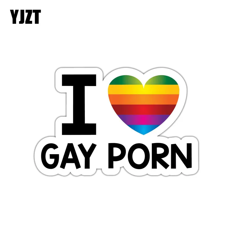 YJZT 12,8 см* 8,1 см личность радужной расцветки с надписью «I Love Гей сексуальное ПВХ наклейка автомобиля Стикеры 12-0255