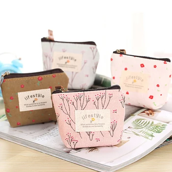 

10*9cm Floral Style Coin Purse Women Small Wallet Canvas Bags Cute Money Key Holders Pouch Female Purse Zipper Bag
