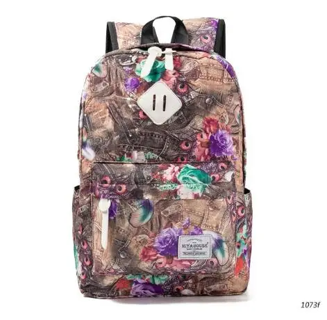 Miyahouse, рюкзак с цветочным принтом, женский, холст, для путешествий, Mochila, школьная сумка для девочек-подростков, свежий стиль, рюкзак - Цвет: 1073f