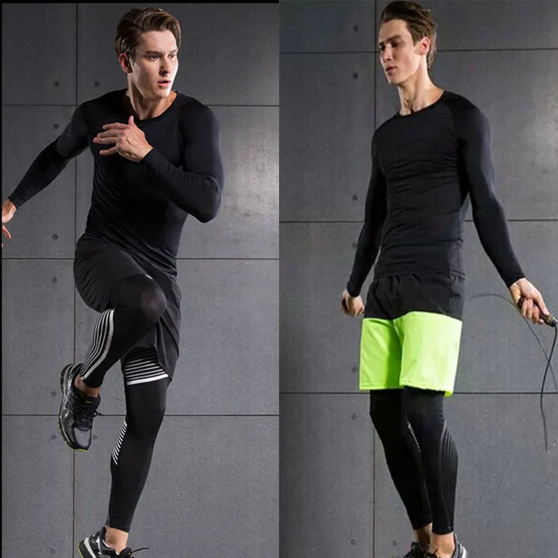 Buy 3pcs a set Quick Dry Sport Gym Suits Mens