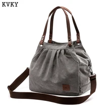 KVKY плиссированные женские сумки высокого качества женские сумки через плечо из парусины повседневные Брендовые женские сумки-мессенджеры модные сумки-тоут