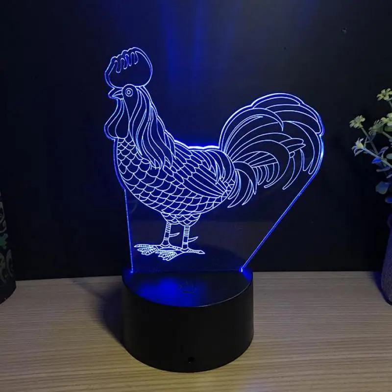 Chicken 3d Nightlight Led 7 color Visual Light Touch Creative Gift Atmosphere Table Kids Lamp change Night | Освещение