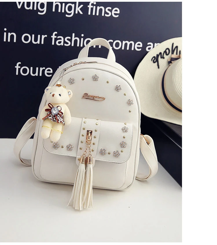 Amberler Fashion Women PU Leather Backpack Large Capacity Ladies Shoulder Travel Backpacks For Teenage Girls School Bags Female