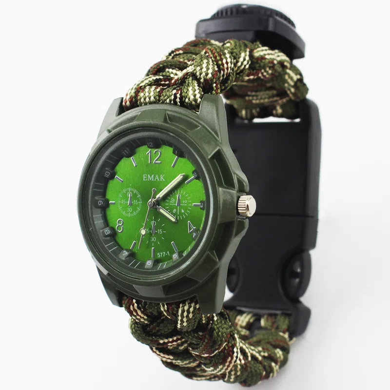 

Outdoor Camping Multi-functional watch survival watch Compass Thermometer Rescue Rope Paracord Bracelet Equipment Tools kit