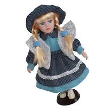 30 см Прекрасный фарфор девочка кукла с полосатым платьем и подставкой домашний Дисплей Декор лучший подарок