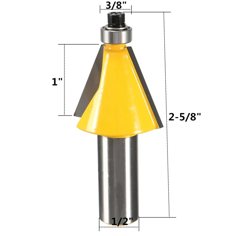 

22.5 Degree Chamfer & Bevel Edging Wood Router Bit- 1/2 Inch Shank