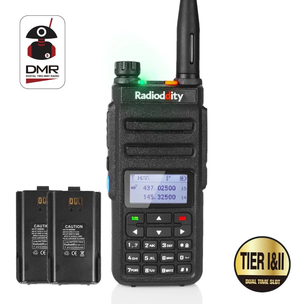 Radioddity GD-77 Dual Band Dual Time Slot DMR Digital/Analog Two Way Radio 136-174 /400-470MHz Ham Walkie Talkie with Battery