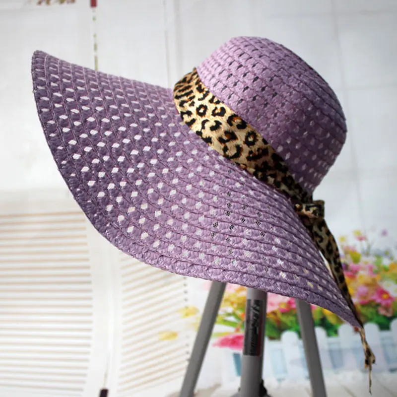 Пляжные кепки Открытый Прогулки походы кепки козырек из путешествия спортивная шляпа Ms. Весна Лето Осень полые лук соломенные шляпы - Цвет: purple