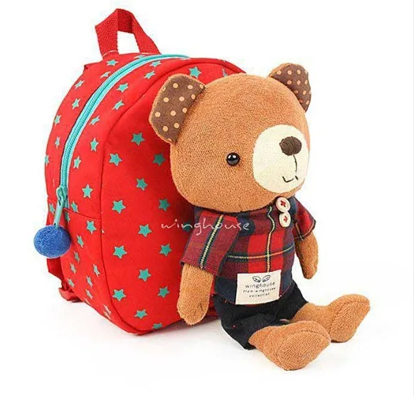 10 шт./лот медведь безопасности жгут сумка 3-в-1 для маленького ребенка безопасности ходячие поводья плюшевая игрушка-рюкзак приятель 2 цвета - Цвет: Red