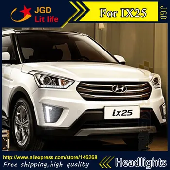 

Free shipping ! 12V 6000k LED DRL Daytime running light for Hyundai IX25 fog lamp frame Fog light Car styling