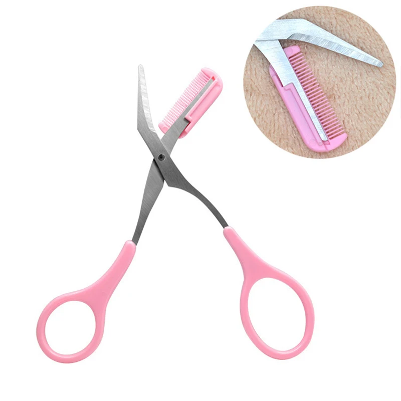 

High Quality Stainless Steel Silica Gel Eyebrow Scissors Nose Hair Eyelids Stickers Scissors Beauty Makeup Tool
