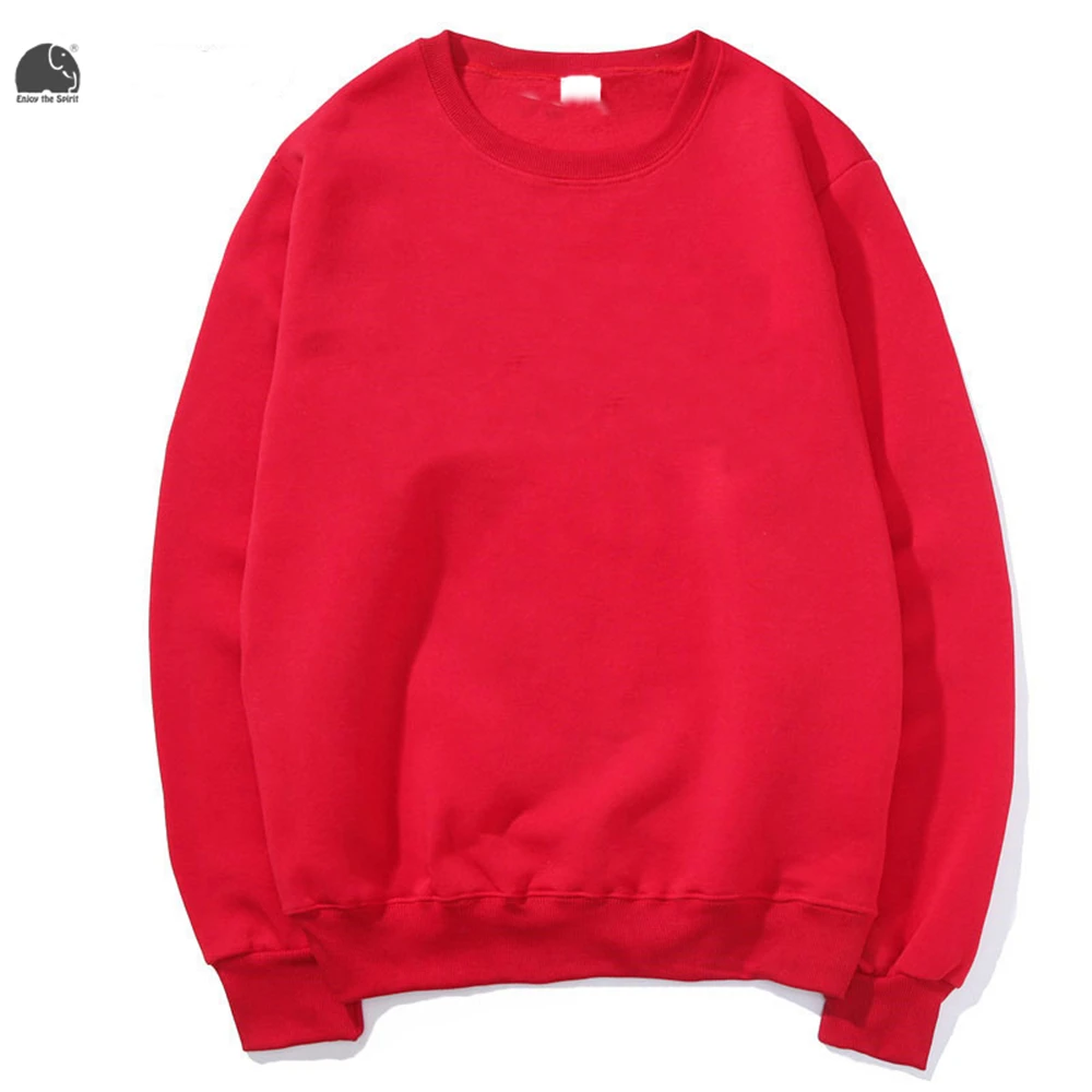 EnjoytheSpirit 2018 Men's Crewneck Sweatshirt Red Solid Color Male ...