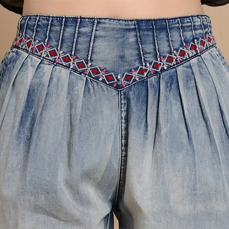 Bohochic оригинальный урожай этническая вышивка женский свободного покроя брюки