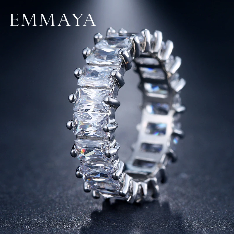 EMMAYA Silver Color Unique Design CZ  Paved Austrian Zircon Fashion Women Ring Jewelry