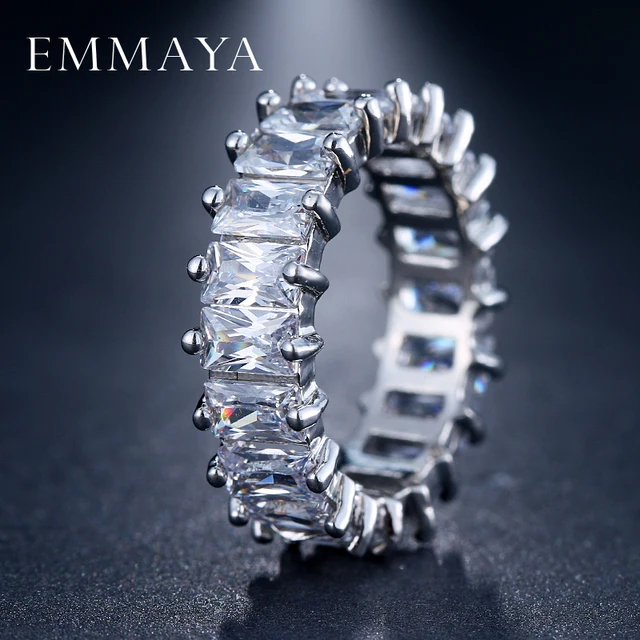 EMMAYA Silver Color Unique Design CZ Ring Paved Austrian Zircon Fashion Women Ri EMMAYA Silver Color Unique Design CZ Ring Paved Austrian Zircon Fashion Women Ri