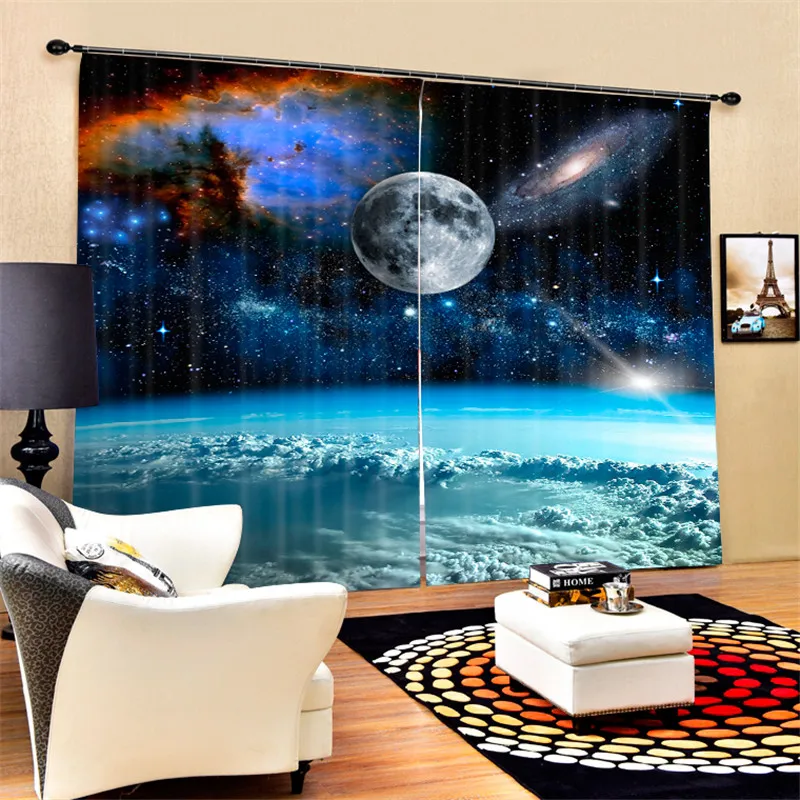 Outer space Galaxy Luxury Blackout 3D Curtains For Living room Bedding room Office Drapes