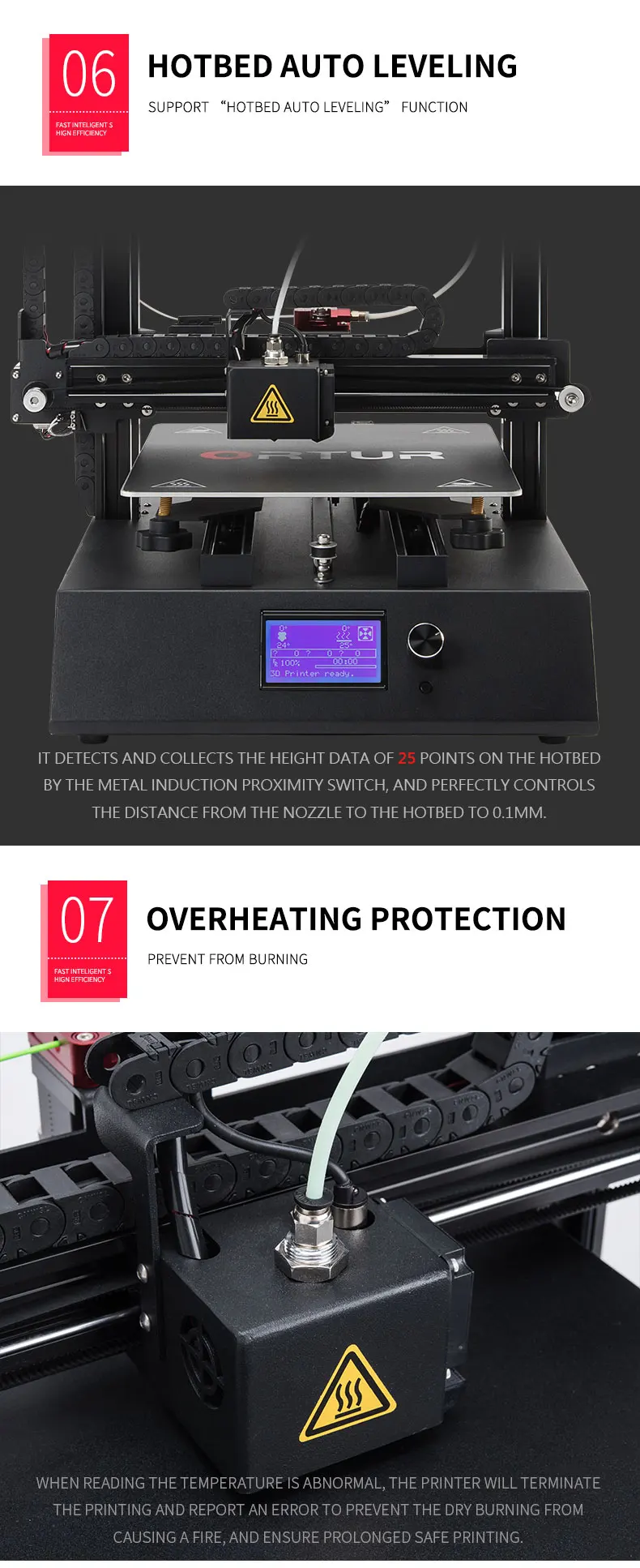 Ortur4 стальной корпус и линейная направляющая Impresora 3d настоящая 0,1 мм точность печати Imprimante 3d температурная защита 3d принтер